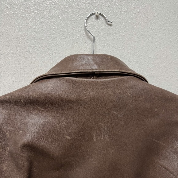 Vintage Motorcycle Jacket Belted Chocolate Brown Worn Look Size XL 100% Leather - Picture 10 of 16
